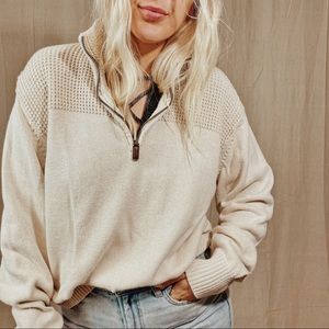 Field and Stream | Cream Henley pull over zip neckline medium